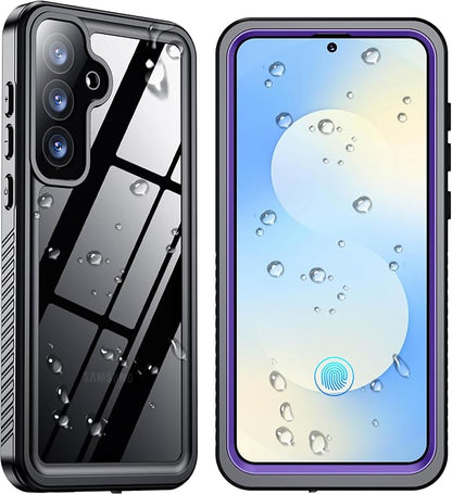 SPIDERCASE Designed for Samsung Galaxy S25 FE Case Waterproof,Built-in Screen & Camera Lens Protector[IP68 Underwater][Military Grade Shockproof] Full Body Protection Phone Case,Purple/Clear