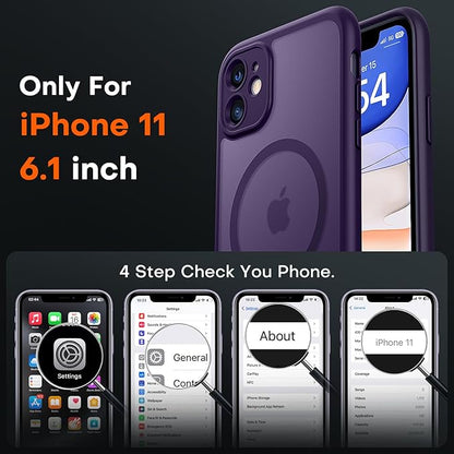 TOCOL for iPhone 11 Case, Compatible with Magsafe, Full Camera Protection, Built-in Magnets, Drop Protection, Translucent Matte Phone Case for iPhone 11 6.1 inch (Midnight Purple)