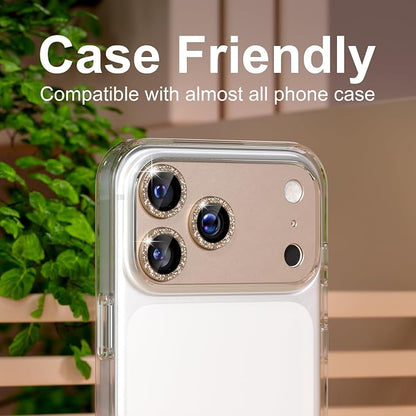 beuxece Compatible for iPhone 17 Pro Camera Lens Protector, Matte Metal Tempered Glass Rear Camera Screen Cover Accessories [Military Grade Shatterproof] [Strong Adsorption] - Glitter Gray
