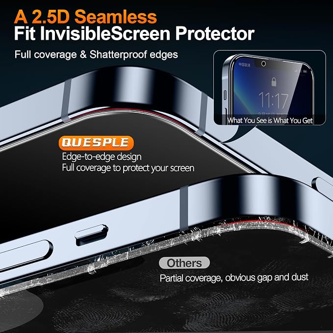 2 Pack for iPhone 13 Pro Max/ 14 Plus Privacy Tempered Glass Screen Protector 6.7 Inch, 9H Hardness, Scratch Resistant with Updated Easy Installation Tool