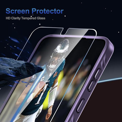 for Samsung Galaxy S25 FE Case with Screen Protector+Lanyard Wrist Strap,Magnetic Translucent Matte Rugged Slim Phone Cover Built in Invisible Kickstand [Fit for MagSafe],2025 Purple