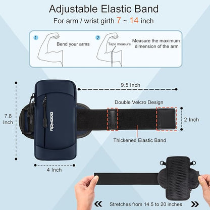 Phone Holder for Running with Crossbody Strap, Running Armband Phone Holder for iPhone 12 13 14 15 16 Pro Max Samsung, Cell Phone Holder for Walking Women Men Under 7.5 Inch（Crossbody Bag Blue）