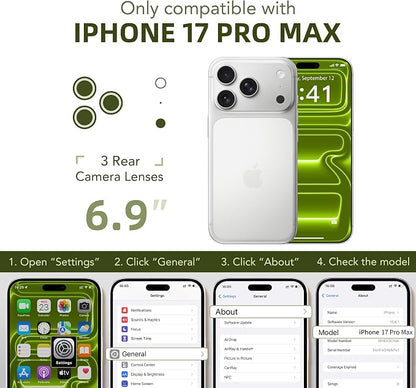 BERFY for iPhone 17 Pro Max Case, Compatible with MagSafe, Built-in Glass Screen Protector, Camera Protection, Shockproof Full Body Phone case 6.9", Translucent Bright Green