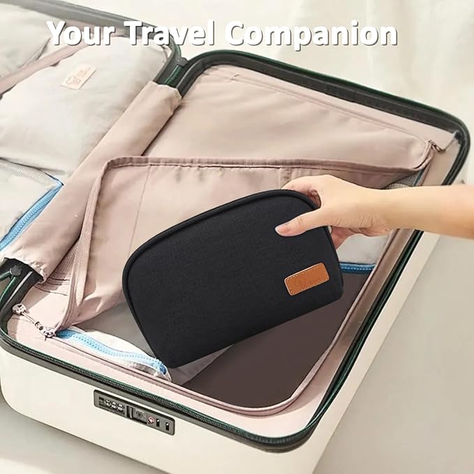 E-Tree Small Tech Pouch Organizer Bag (7.8" x 5") – Travel Electronics Accessories Case for MacBook Charger, USB-C Adapter, Cables, Power Bank, Mouse, SSD, Dongle & Hub | Foam Padded