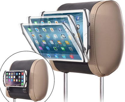 Car Headrest Mount Holder TFY Angle Adjustable Car Headrest Mount Holder with Silicon Holding Net for Phones and Tablets