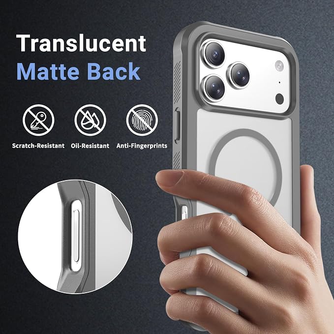 jaroco Magnetic for iPhone 17 Pro Max Case, [Compatible with MagSafe][Military Grade Drop Protection][Heavy Duty Protection][Non-Slip][Shockproof] 2-Layer Durable Bumper Phone Case 6.9''-Gray