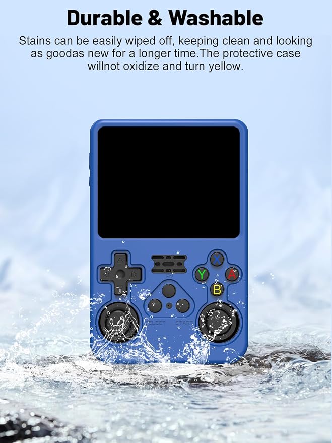 Silicone Protective Case for Anbernic R36S Game Console, Full-Body Protective Cover with Precise Cutout, Shockproof Dustproof Protector Sleeve & Scratch-Resistant Sleeve (Blue)
