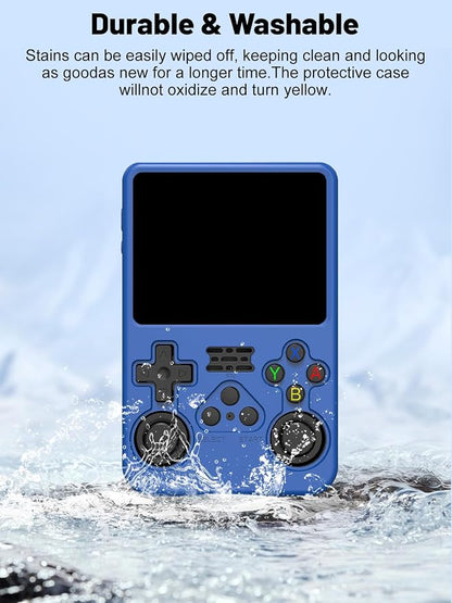 Silicone Protective Case for Anbernic R36S Game Console, Full-Body Protective Cover with Precise Cutout, Shockproof Dustproof Protector Sleeve & Scratch-Resistant Sleeve (Blue)