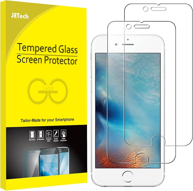 JETech Screen Protector for iPhone 6s Plus/6 Plus, 2-Pack | HD Clear, Tempered Glass Film, Anti-Scratch Glass