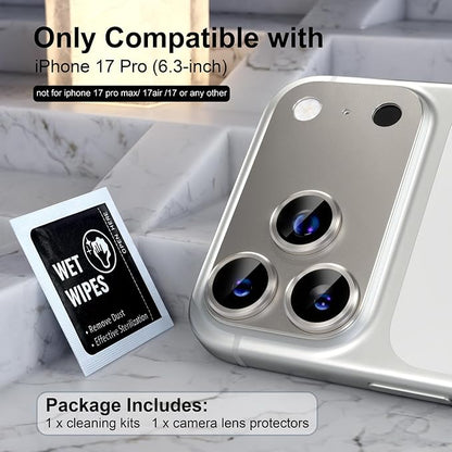 Choiche Compatible for iPhone 17 Pro Camera Lens Protector, Strong Adsorption Camera Cover with 9H Tempered Glass Lens Screen Protector Metal Ring Decoration Accessories 6.3-inch (Black)