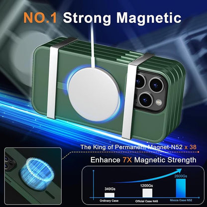 MOCCA Strong Magnetic for iPhone 12 Pro Max Case,[Compatible with Magsafe][Glass Screen Protector+Camera Lens Protector] Slim Thin Shockproof Cover Phone Case for iPhone 12 Pro Max 6.7",Midnight Green