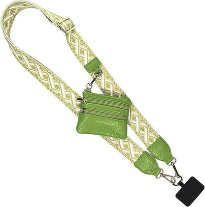 Save the Girls Original Clip and Go Phone Strap Pattern - Crossbody Phone Strap Chain with Zipper Wallet Pouch