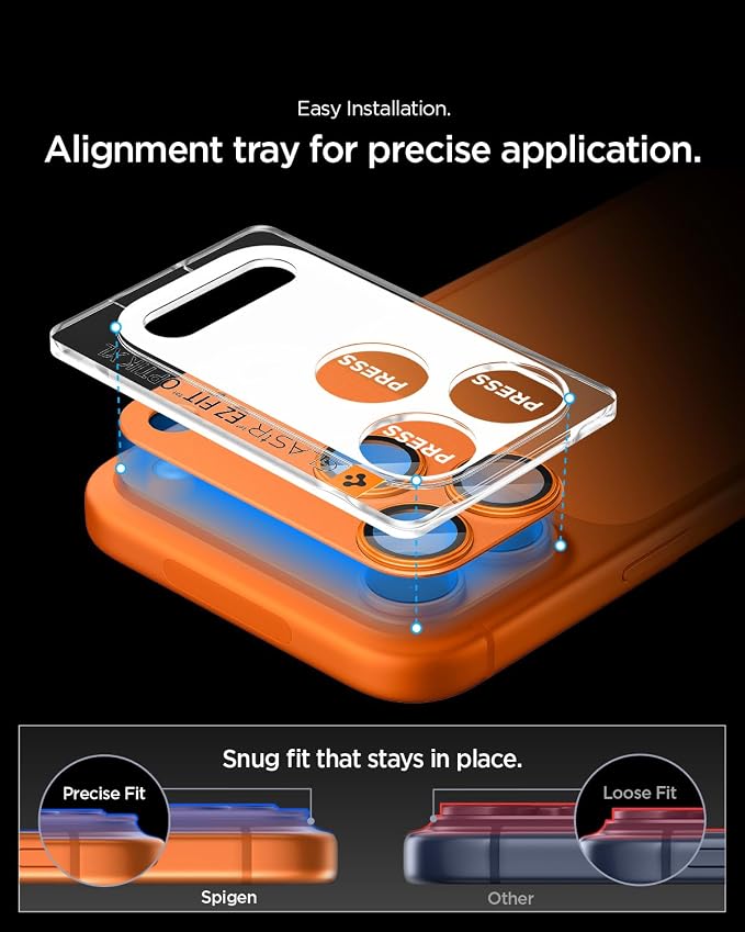 Spigen Camera Lens Screen Protector [GlasTR EZ Fit Optik Pro XL] Designed for iPhone 17 Pro Max [Case Friendly] - Cosmic Orange [1 Pack]