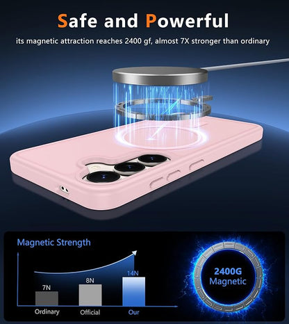 FNTCASE for Samsung Galaxy S25 Case: for Galaxy S24 Cases Magnetic Military Grade Drop Protection Translucent Cell Phone Cover - Slim Durable Shockproof Protective Bumper Cases- 6.2 inches (Pink) | Magnetic Phone Cases, 14FT Military Grade Drop Protect...