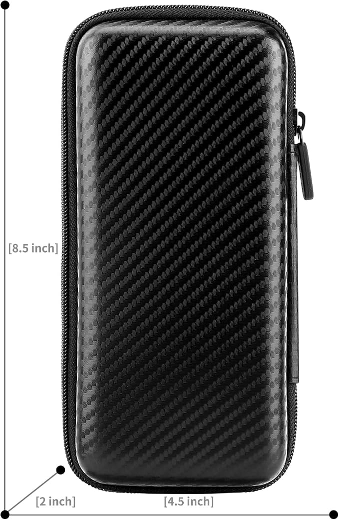 iMangoo Travel Essential Electronics Organizer Pouch Charger Case, Shockproof Dual Zipper Power Bank Cables Tech Accessories Purse, Men & Women Travel Must Have Storage Bag, 8.5x4.5x2 inch Fiber Black