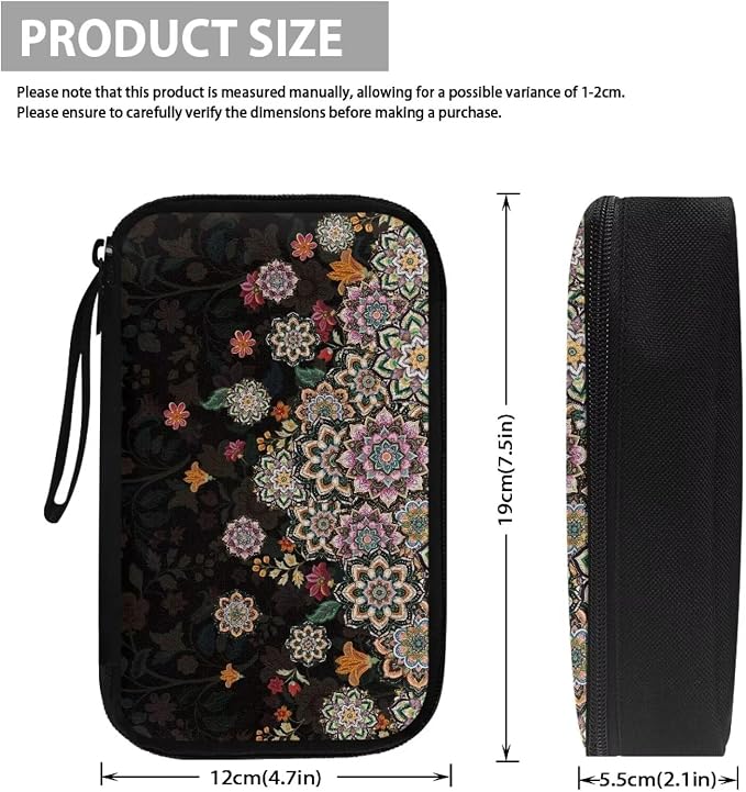 Boho Flower Print Electronic Organizer Travel Universal Accessories Storage Bag Portable for Hard Drives, Cables, Memory Sticks, Charger, Phone, USB, SD Cards