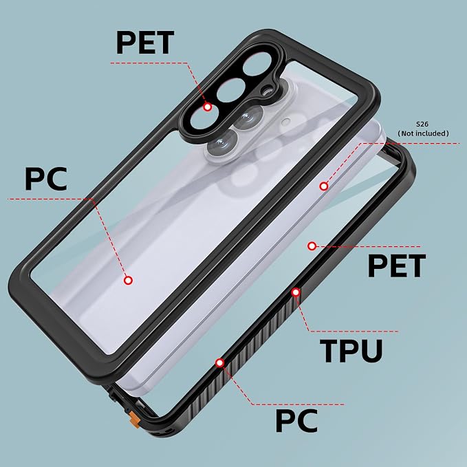 for Samsung Galaxy S26 Waterproof Case, Military-Grade Full Body Defense: IP68 Underwater Protection, Built-in Screen Protector & Camera Lens Cover, 10FT Waterproof Shockproof Dustproof. Black