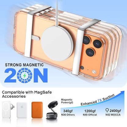 MOCCA Magnetic for iPhone 17 Pro Case Clear,（Anti-Yellowing）(Compatible with Magsafe) 16FT Military Grade Protection Anti-Fingerprint Slim Shockproof Protective Transparent Phone Cover 6.3", Clear