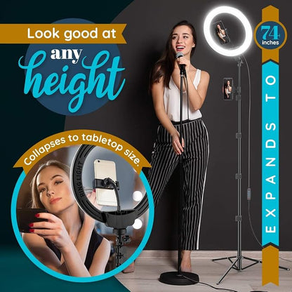 GearLight 12" LED Ring Light Stand and Phone Holder - Selfie Light Tripod w/Adjustable Height and Lighting Modes for TikTok, YouTube, Zoom, Video Recording, Computer, Makeup & Photography