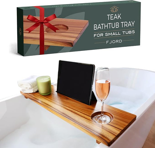 Teak Bathtub Tray for Tub 29” | Bath Tub Tray Wood for Small Tubs, Bath Tray for Tub, Bathtub Trays for Tub, Bath Table Tray for Home Spa | Fjord by JapandiSpirit