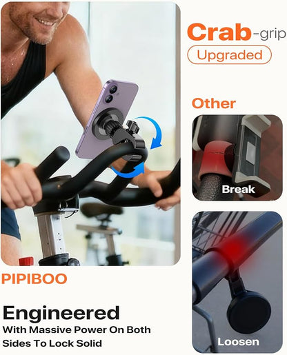 Magnetic Phone Holder Clamp Mount:[24*N55 Magnet & Fit for PopSocket]Rotatable Handlebar Accessories for MagSafe for Stroller,Peloton,Steering Wheel,Push Cart,Treadmill,Fit for iPhone 12-17 Series
