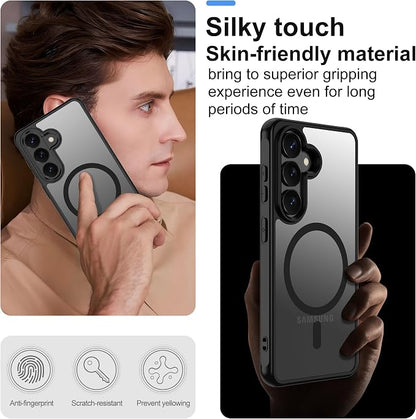 Pilaru for Samsung Galaxy S26 Phone Case:S26 Case [Compatible with Magsafe] with 2PC HD Screen Protector,Camera Bump Protection,Slim Frosted Translucent Soft-Touch for Galaxy S26,Matte Black