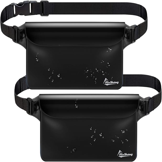 Waterproof Fanny Pack Phone Pouch - 32FT Submersible Triple Zip Lock Dry Bag, Touchscreen Passport Wallet Travel Pouch for Beach Cruise Swimming Kayaking Boating Essentials