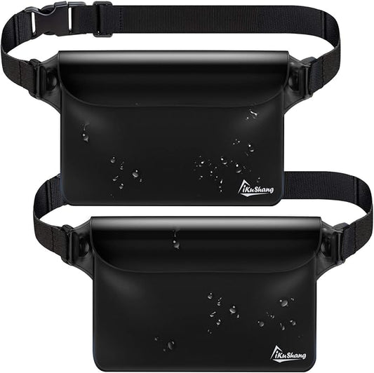 Waterproof Fanny Pack Phone Pouch - 32FT Submersible Triple Zip Lock Dry Bag, Touchscreen Passport Wallet Travel Pouch for Beach Cruise Swimming Kayaking Boating Essentials