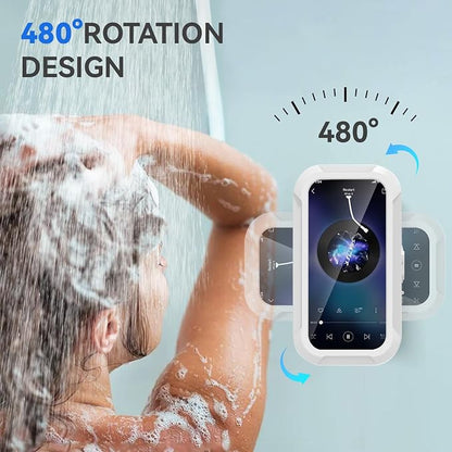 Waterproof Shower Phone Holder, 480° Rotating Adjustable Wall Mount with HD Touch Screen, Fog-Proof Bathroom Case for 4-7 Inch Phones
