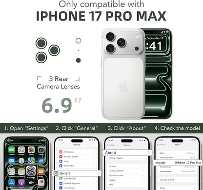 BERFY for iPhone 17 Pro Max Case, Compatible with MagSafe, Built-in Glass Screen Protector, Camera Protection, Shockproof Full Body Phone case 6.9", Translucent Deep Green