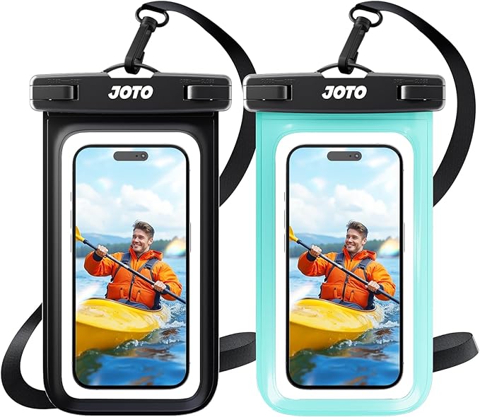 JOTO 2 Pack Waterproof Phone Pouch Case Up to 7", IPX8 Underwater Phone Case Cellphone Dry Bag for iPhone 17/Air 16 15 14 13 12 Pro Max Xs Max XR X 8 7 6S Plus SE/Galaxy S24 S23 S22 -Black & Green