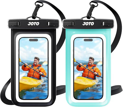 JOTO 2 Pack Waterproof Phone Pouch Case Up to 7", IPX8 Underwater Phone Case Cellphone Dry Bag for iPhone 17/Air 16 15 14 13 12 Pro Max Xs Max XR X 8 7 6S Plus SE/Galaxy S24 S23 S22 -Black & Green