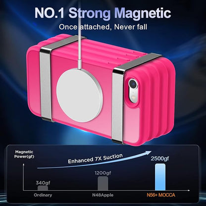 MOCCA Strong Magnetic for iPhone SE Case 2022/iPhone SE 2020 Case/iPhone 7 Case/iPhone 8 Case [Compatible with Magsafe] Slim Thin Translucent Matte Protective Cover Phone Case 4.7'', Hot Pink