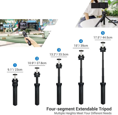JJC 2 in 1 Extendable Mini Vlogging Tripod & Selfie Stick for Sony ZV-E10 II ZVE10 ZV-1F ZV1F ZV-1 II ZV1 RX100 VII A6100 A6400, Canon PowerShot V1 SX740 HS G7X Mark III II EOS R100 R50 R10 & More