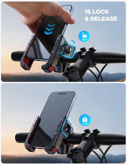 JOYROOM Motorcycle Bike Phone Mount Holder - Bicycle Handlebar Cell Phone Holder - Stroller Scooter Phone Clip for iPhone Samsung Galaxy 4.7''-7'' Smartphones