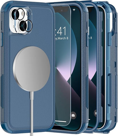 Diverbox for iPhone 13 Phone Case,iPhone 13 Magnetic Case [with Screen Protector & Camera Lens Protector ] Heavy Duty Phone Case for iPhone 13 (Magnetic Blue)