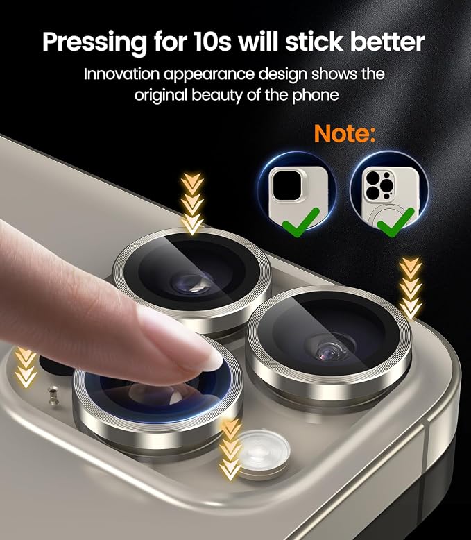iGluz 2 Pack Anti-Reflection Camera Lens Protector for iPhone 15 Pro/iPhone 15 Pro Max [Anti-fog Coating][1-Step Installation Tray][Strong Adsorption] 9H Shatterproof Tempered Glass-Natural Titanium