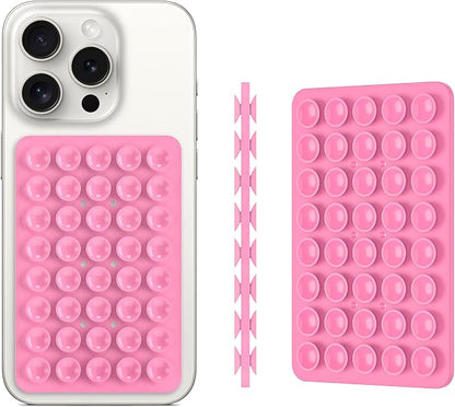 Double Sided Silicone Suction Phone Holder Mount, Silicon Accessory for iPhone and Android, Hands-Free Mirror Shower Phone Holder, TikTok Videos and Selfies (Combo A)