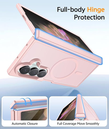 FNTCASE for Samsung Galaxy Z Fold 8 Ultra / Z Fold 7 Case, Fit for Magsafe | Hinge Protection, Screen Protector, Translucent Matte, 14FT Military Grade Drop Proof, Protective Phone Cover, Light Pink