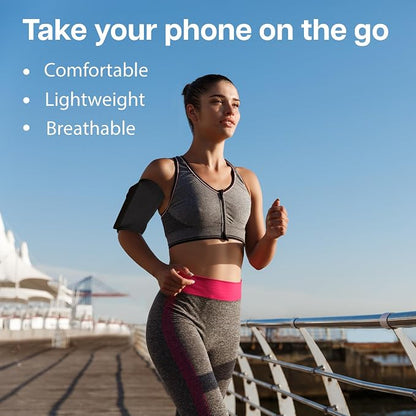 MMOBIEL S Running Phone Armband – Stretchable Sports Arm Band for All Phones, Fits Arms up to 8”, Ideal for Running, Cycling & Workouts (Black)