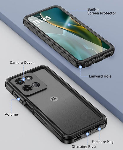 Beasyjoy for Moto G 5G 2025 Case Waterproof, IP68 Underwater with Built-in Screen Protector, Full Body Military Grade Shockproof Dustproof Protective Rugged Cover for Motorola G 5G 2025, Black