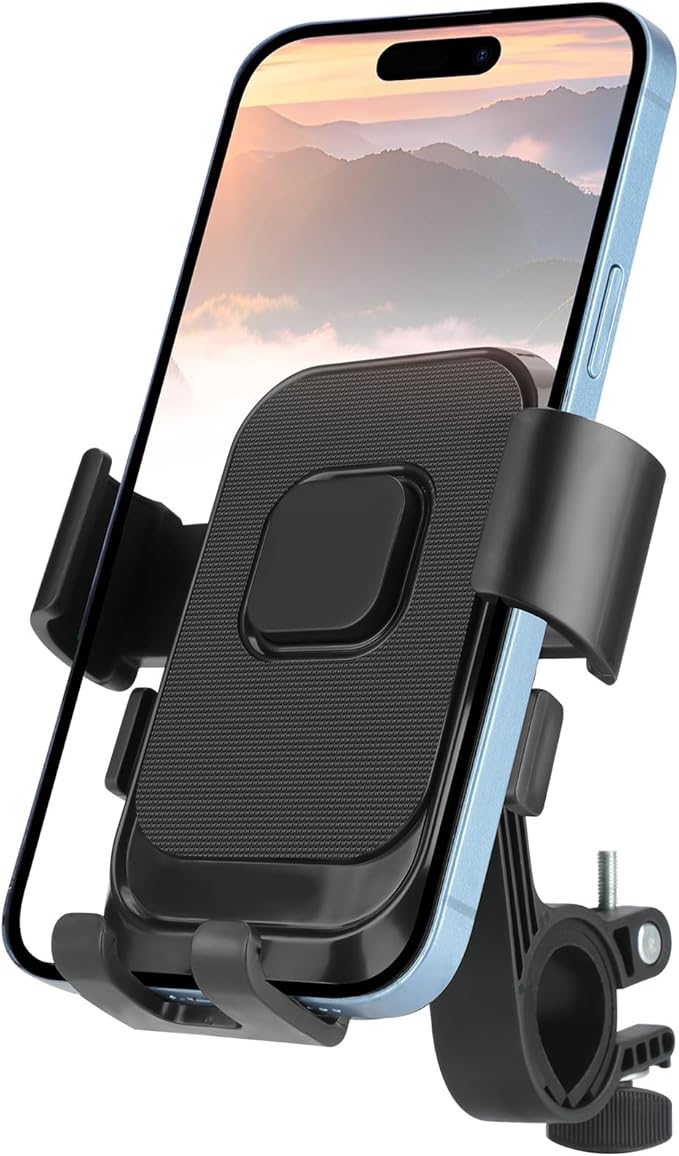 Kairiyard Motorcycle Phone Mount, 1s Auto Lock Bike Phone Holder, Bicycle Handlebar Cell Phone Mount 360 Degree Rotatable for Mountain Bike ATV Electric Scooter