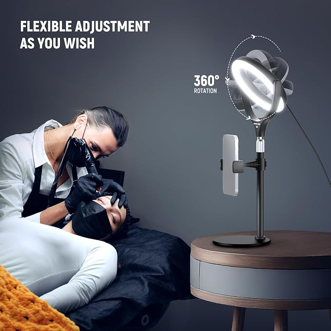NEEWER Basics 7" Desk Ring Light with Stand/Phone Holder Compatible with iPhone, 10W CRI95+ Bi Color LED Selfie Light for TikTok Recording Laptop Webcam Zoom Video Conference Lighting Makeup, RL7B