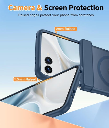 FNTCASE for Motorola Razr 2026/2025 Case, Fit for Magsafe, Hinge Protection | Screen Protector, Translucent Matte Magnetic Back, 18FT Military Grade Drop Proof, Protective Phone Cover, Blue