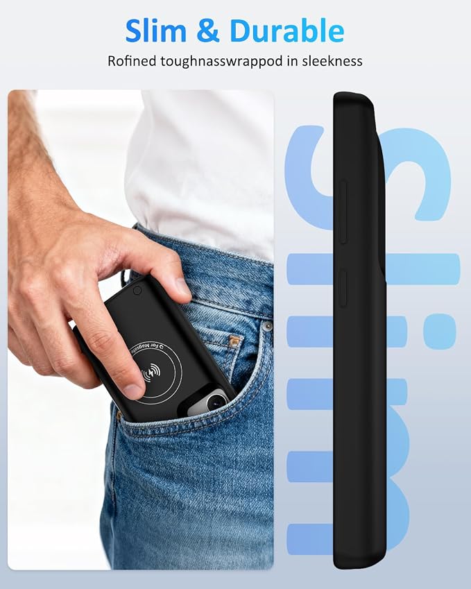 Battery Case for Samsung Galaxy S24 Ultra, 10000mAh Qi Wireless Charging Magnetic Rechargeable Extended Charge Case, Portable Protective Power Bank for Samsung S24 Ultra(6.8") Black