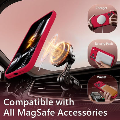 FireNova Magnetic for iPhone 17 Pro Case, Compatible with MagSafe, [Integrated Silicone Camera Control Button] [Camera Protection] Anti-Scratch Microfiber Lining Phone Case, 6.3", Deep Red