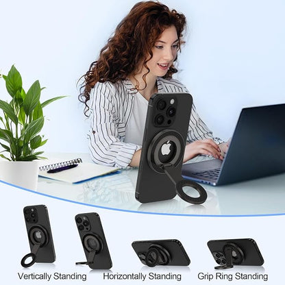Magnetic Phone Grip Stand for Samsung Galaxy S26/S25 Ultra/S24 FE/Z Fold7/Flip7, MagSafe Ring Holder Gym Finger Magnet Grip Kickstand Dual-Sided Magnetic Car Mount for iPhone 17 Pro Max/16e/16 Pro Max