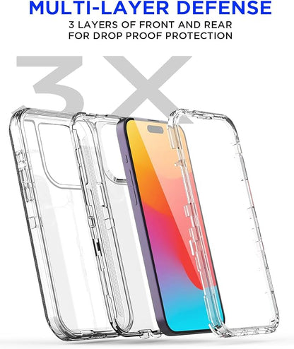AICase Clear Case Compatible with iphone 15 Pro,Heavy Duty Durable 3-Layer [Not Yellowing][Military Grade Drop Protection]Shockproof/DropProof Protective Cover Compatible with iphone 15 Pro 6.1" 2023