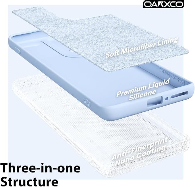 oakxco for Motorola Moto Edge 2024 Phone Case Liquid Silicone, Thin Slim Soft Rubber Gel TPU Plain Protective Simple Cover for Women Girl Cute, Matte Solid Color Aesthetic, Light Blue