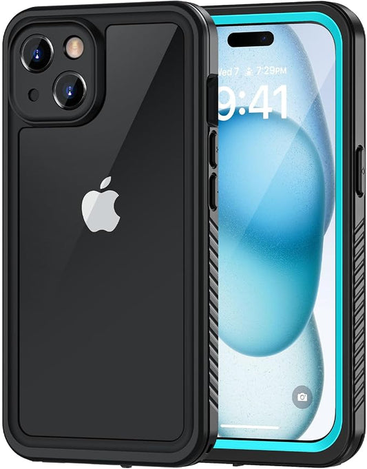 Lanhiem for iPhone 15 Case, IP68 Waterproof Dustproof Shockproof Cases with Built-in Screen Protector, 360 Full Body Protective Heavy Duty Rugged Phone Cover for iPhone 15-6.1 inch (Blue)